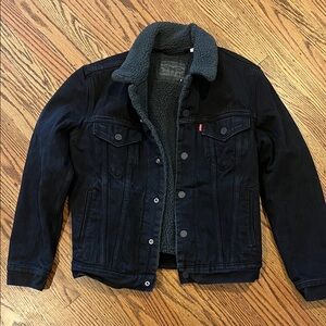 Levi's Men's Black Sherpa-Lined Denim Jacket